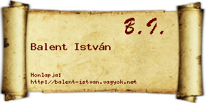 Balent István névjegykártya