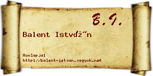 Balent István névjegykártya